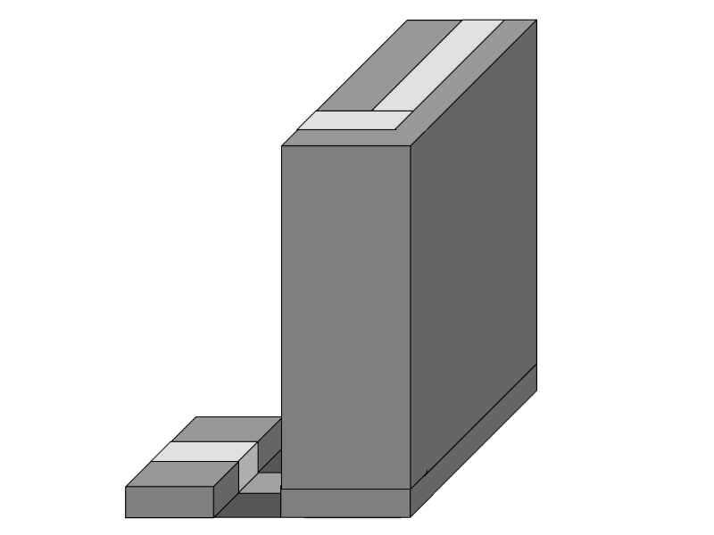 Angle rentrant avec banches droites